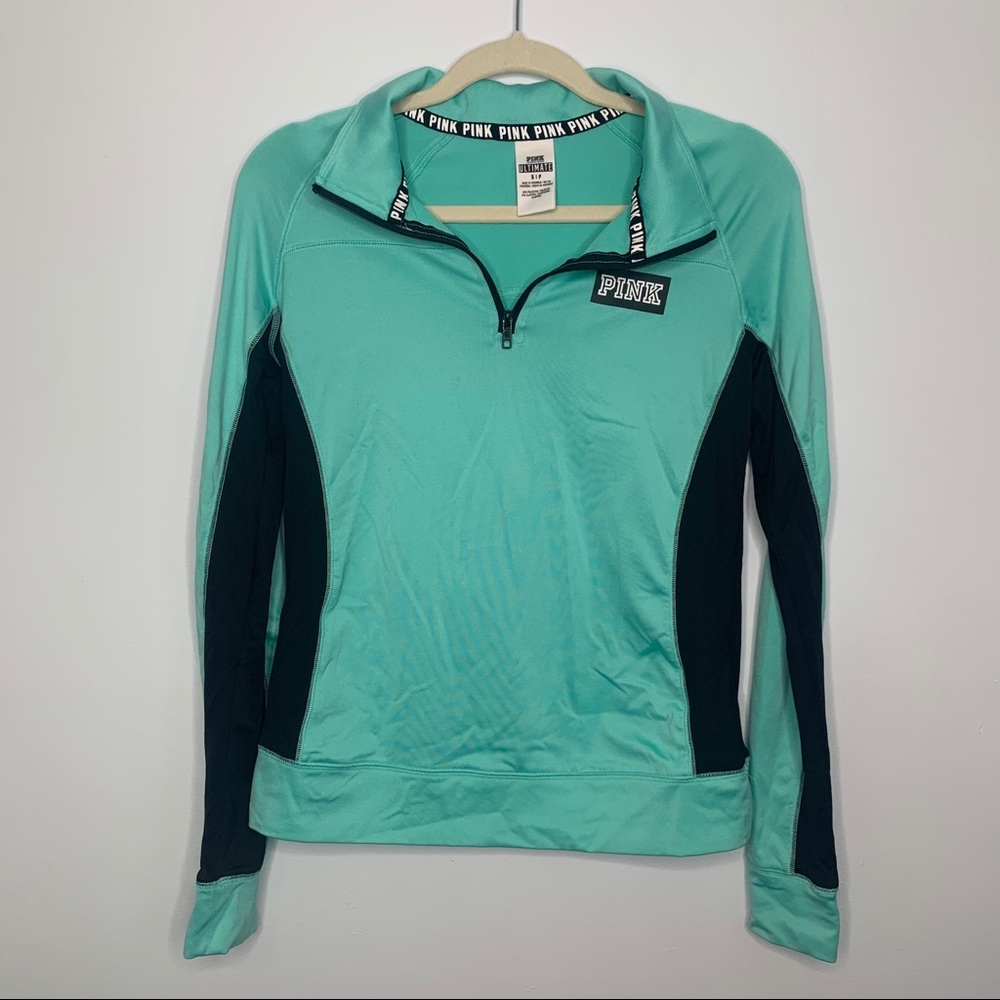 PINK mint teal black quarter zip pullover